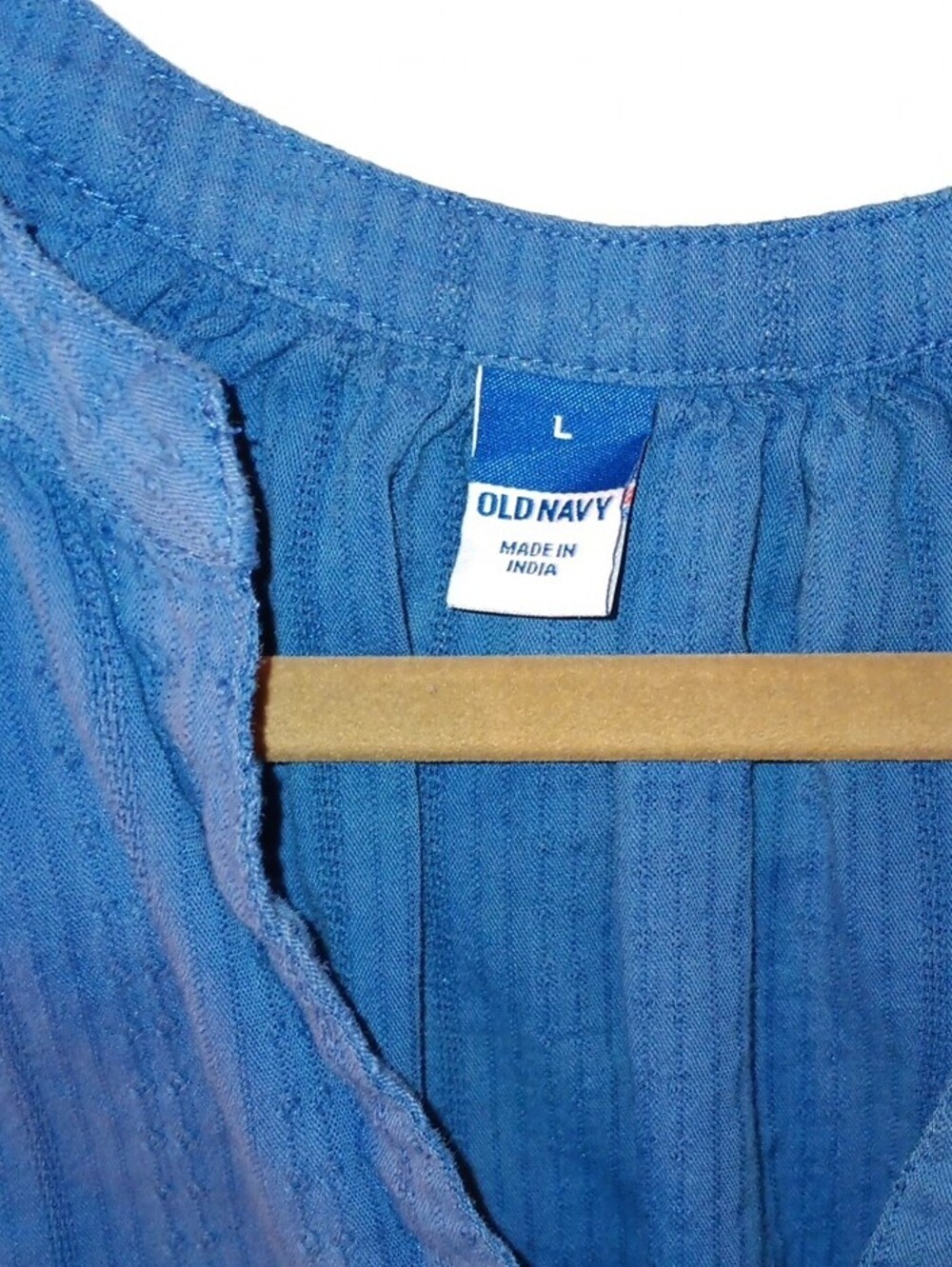 Old Navy Navy Button-Front Embroidered Shoulder Top - Picture 2 of 8